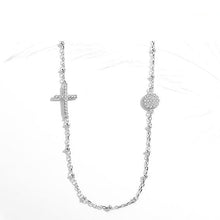Load image into Gallery viewer, White Stone Evil Eye with Holy Cross Silver Necklace - NecklaceGold