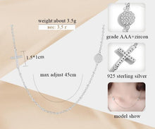 Load image into Gallery viewer, White Stone Evil Eye with Holy Cross Silver Necklace - NecklaceGold