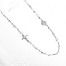 Load image into Gallery viewer, White Stone Evil Eye with Holy Cross Silver Necklace - NecklaceGold