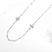 Load image into Gallery viewer, White Stone Evil Eye with Holy Cross Silver Necklace - NecklaceGold