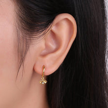 Load image into Gallery viewer, White Stone Evil Eye with Lashes Silver Earrings - EarringsGold