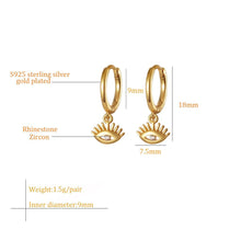Load image into Gallery viewer, White Stone Evil Eye with Lashes Silver Earrings - EarringsGold