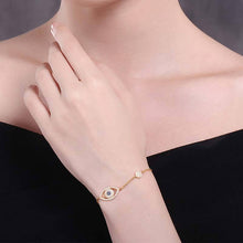 Load image into Gallery viewer, White Stone Evil Eyes Silver Bracelet - BraceletGold