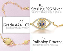 Load image into Gallery viewer, White Stone Evil Eyes Silver Bracelet - BraceletRose Gold