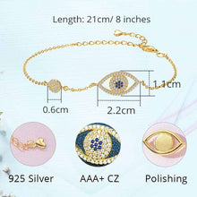 Load image into Gallery viewer, White Stone Evil Eyes Silver Bracelet - BraceletRose Gold