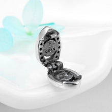 Load image into Gallery viewer, White Stone Eye Shaped Evil Eye Silver Charm Bead - Charm Bead