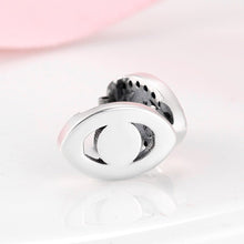Load image into Gallery viewer, White Stone Eye Shaped Evil Eye Silver Charm Bead - Charm Bead