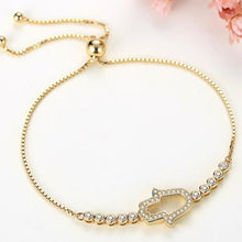 Load image into Gallery viewer, White Stone Hamsa Hand Silver Bracelet - BraceletRose Gold