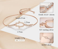 Load image into Gallery viewer, White Stone Hamsa Hand Silver Bracelet - BraceletRose Gold