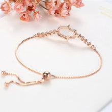 Load image into Gallery viewer, White Stone Hamsa Hand Silver Bracelet - BraceletRose Gold