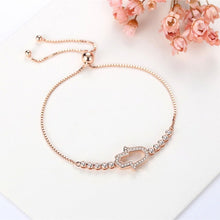 Load image into Gallery viewer, White Stone Hamsa Hand Silver Bracelet - BraceletRose Gold