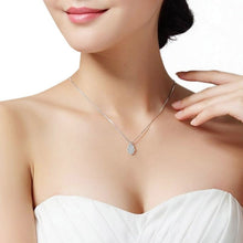 Load image into Gallery viewer, White Stone Hamsa Hand Silver Necklace - Necklace