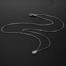 Load image into Gallery viewer, White Stone Hamsa Hand Silver Necklace - Necklace