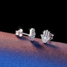 Load image into Gallery viewer, White Stone Hamsa Hand Silver Stud Earrings - Earrings