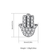 Load image into Gallery viewer, White Stone Hamsa Hand Silver Stud Earrings - Earrings