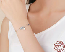 Load image into Gallery viewer, White Stone Hamsa Hand with Three Evil Eyes Silver Bracelet - Bracelet