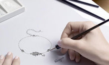 Load image into Gallery viewer, White Stone Hamsa Hand with Three Evil Eyes Silver Bracelet - Bracelet
