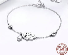 Load image into Gallery viewer, White Stone Hamsa Hand with Three Evil Eyes Silver Bracelet - Bracelet
