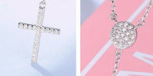 Load image into Gallery viewer, White Stone Studded Evil Eye with Holy Cross Silver Necklace - NecklaceSilverUpto 18" or 45cm