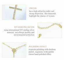 Load image into Gallery viewer, White Stone Studded Evil Eye with Holy Cross Silver Necklace - NecklaceSilverUpto 18" or 45cm