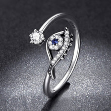 Load image into Gallery viewer, White Stone Studded Eye Shaped Evil Eye Ring - Ring