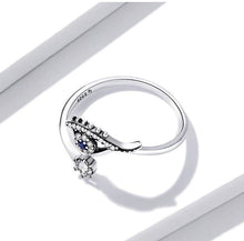 Load image into Gallery viewer, White Stone Studded Eye Shaped Evil Eye Ring - Ring