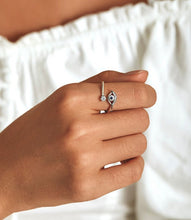 Load image into Gallery viewer, White Stone Studded Eye Shaped Evil Eye Ring - Ring