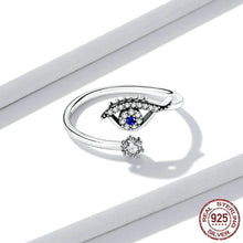 Load image into Gallery viewer, White Stone Studded Eye Shaped Evil Eye Ring - Ring