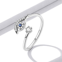Load image into Gallery viewer, White Stone Studded Eye Shaped Evil Eye Ring - Ring