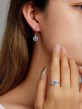 Load image into Gallery viewer, White Stone Studded Greek Blue Evil Eye Earrings - Earrings