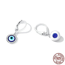 Load image into Gallery viewer, White Stone Studded Greek Blue Evil Eye Earrings - Earrings