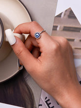 Load image into Gallery viewer, White Stone Studded Greek Blue Evil Eye Ring - Ring