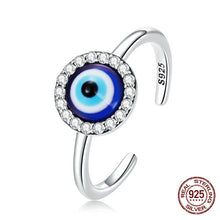 Load image into Gallery viewer, White Stone Studded Greek Blue Evil Eye Ring - Ring