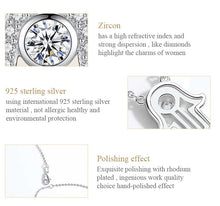 Load image into Gallery viewer, White Stone Studded Hamsa Hand Evil Eye Silver Necklace - NecklaceRose Gold