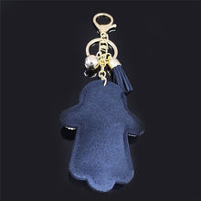 Load image into Gallery viewer, White Stone Studded Hamsa Hand Keychain - Keychain
