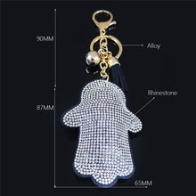 Load image into Gallery viewer, White Stone Studded Hamsa Hand Keychain - Keychain