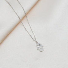 Load image into Gallery viewer, White Stone Studded Hamsa Hand Silver Necklace - NecklaceSilver