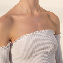 Load image into Gallery viewer, White Stone Studded Hamsa Hand Silver Necklace - NecklaceSilver