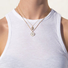 Load image into Gallery viewer, White Stone Studded Hamsa Hand Silver Necklace - NecklaceSilver
