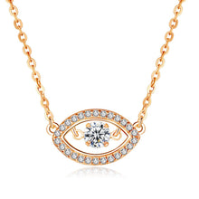 Load image into Gallery viewer, White Stone Studded Rose Gold Colored Evil Eye Silver Necklace - Necklace