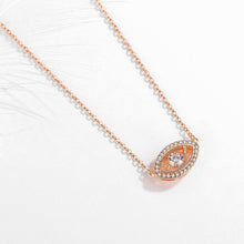Load image into Gallery viewer, White Stone Studded Rose Gold Colored Evil Eye Silver Necklace - Necklace