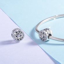 Load image into Gallery viewer, White Stone Zig Zag Shape Evil Eye Silver Charm Bead - Charm Bead