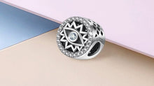 Load image into Gallery viewer, White Stone Zig Zag Shape Evil Eye Silver Charm Bead - Charm Bead