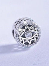 Load image into Gallery viewer, White Stone Zig Zag Shape Evil Eye Silver Charm Bead - Charm Bead