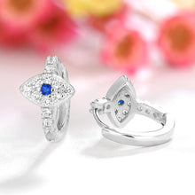 Load image into Gallery viewer, White Stones Evil Eye Silver Hoop Earrings - EarringsGold