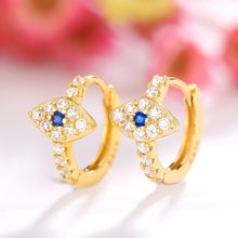 Load image into Gallery viewer, White Stones Evil Eye Silver Hoop Earrings - EarringsGold