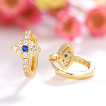 Load image into Gallery viewer, White Stones Evil Eye Silver Hoop Earrings - EarringsGold