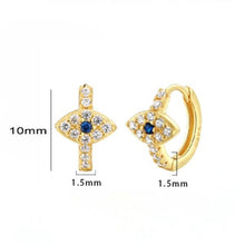 Load image into Gallery viewer, White Stones Evil Eye Silver Hoop Earrings - EarringsGold