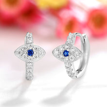 Load image into Gallery viewer, White Stones Evil Eye Silver Hoop Earrings - EarringsGold