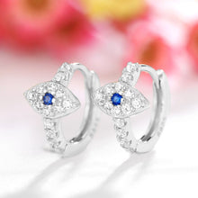Load image into Gallery viewer, White Stones Evil Eye Silver Hoop Earrings - EarringsSilver